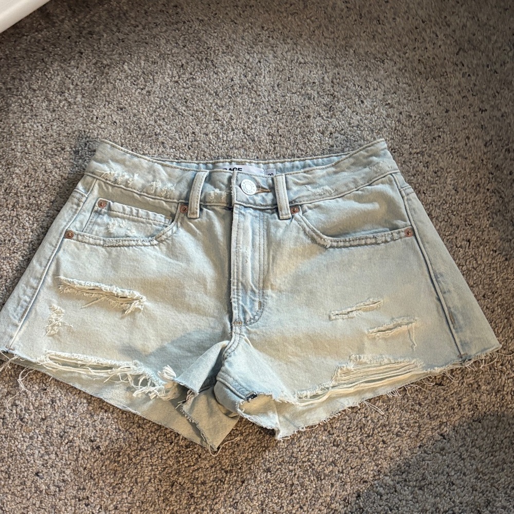 Garage Light Blue Distressed Jean Shorts
